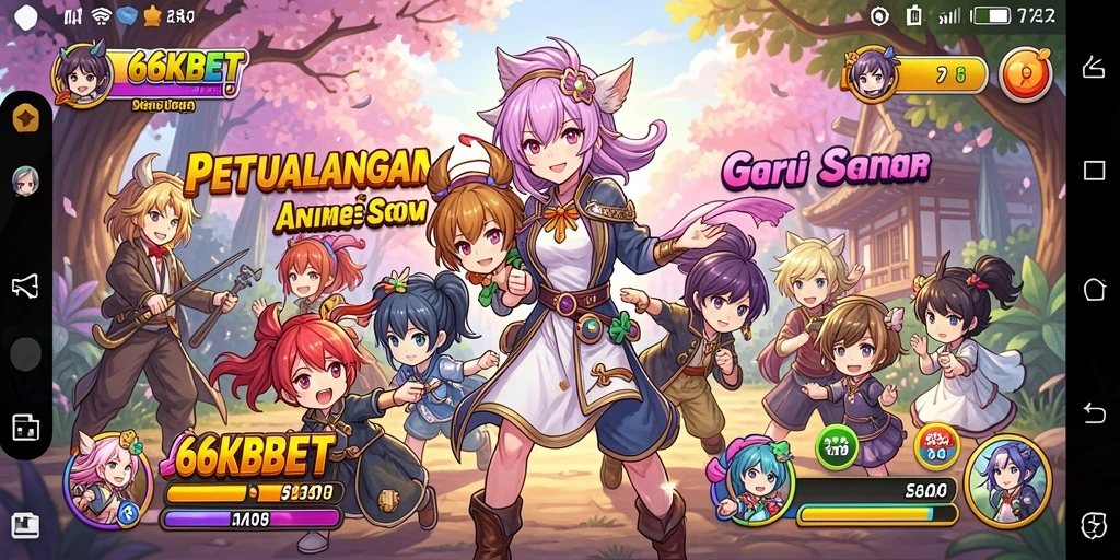 Tangkapan layar dari gameplay menarik di 66KBET dengan gaya anime.