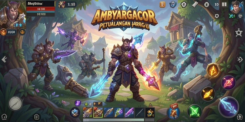 Screenshot AMBYARGACOR menampilkan pertempuran epik dengan karakter yang kuat.