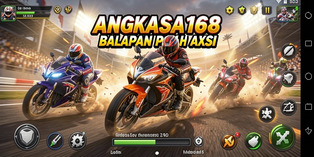 Screenshot gameplay balapan motor yang menegangkan di ANGKASA168.