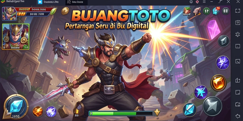 Tampilan gameplay seru dari BUJANGTOTO dengan karakter dalam pertarungan.