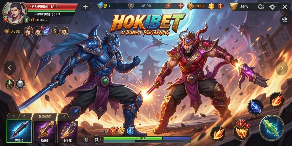 Screenshot HOKIBET menampilkan pertarungan yang intens dan karakter yang dinamis.