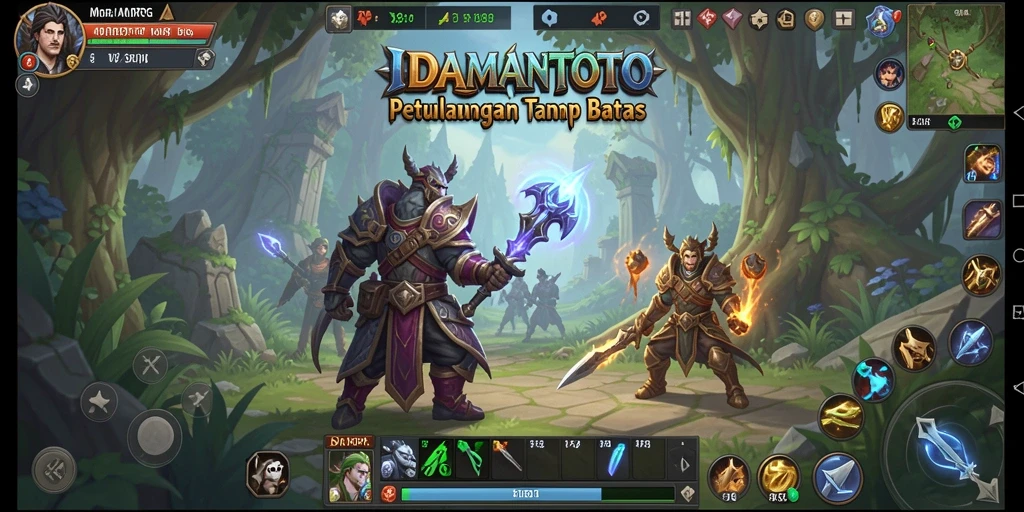 Screenshot gameplay <strong>IDAMANTOTO</strong> menunjukkan pertempuran seru dan eksplorasi dunia yang luas.