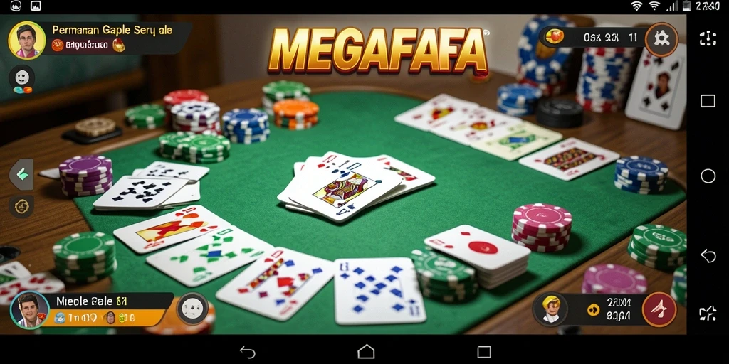 Tampilan gameplay Gaple seru di MEGAFAFA dengan pemain yang aktif.