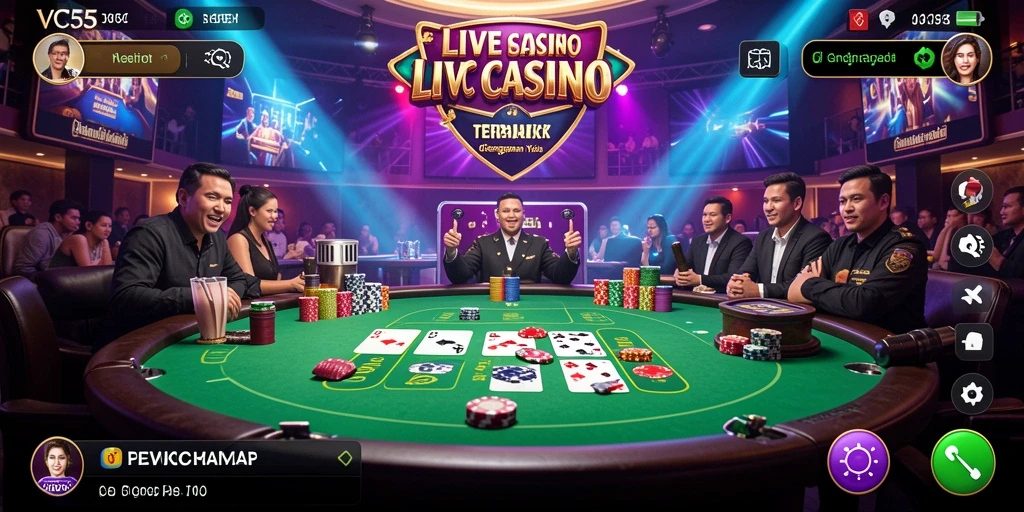 Tampilan gameplay Live Casino yang mendebarkan di VC55.